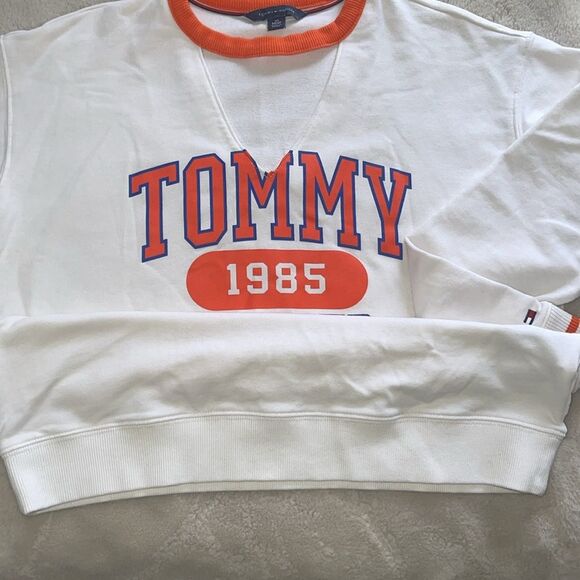Tommy Hilfiger Y2K Retro Orange & White Snap Sweatshirt Women’s XS - Picture 5 of 5